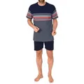 Normann Pyjama Normann Herren kurzarm Schlafanzug Shorty in eleganter Streifenoptik rot 64-66