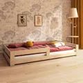 Need Sleep Montessori Bett Kinder Bodenbett 140x200 cm mit Rausfallschutz Lattenrost Kinderbett am Boden Niedrig Kids Floor Bed Bodentief aus Holz Mädchen Junge