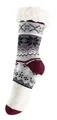 Yenita Hüttensocke mit Teddyfutter und ABS Sohle, Warme Norweger Kuschelsocken - One Size (One Size (36-41), Jumping Deer-Bordeaux)