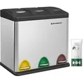 SONGMICS Mülleimer 24L Edelstahl Abfalleimer Inneneimer 3 x 8L Treteimer - Silber/Schwarz