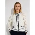 MORE&MORE Strickjacke feminine Lochmuster-Strickjacke weiß 40