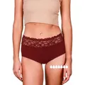 Taynie Periodenslip Deluxe ultra - Periodenunterwäsche sehr starke Blutung - Damen (1-St) Auslaufsichere Periodenunterwäsche / Periodenslip aus Bio Baumwolle braun|rot 42/XL