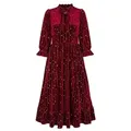 Hell Bunny A-Linien-Kleid Galactica Samt Dress Rot Gothic Sterne Mond rot S