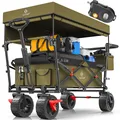 KESSER Bollerwagen faltbar GT9000 Handwagen mit Dach Transportwagen max. belastbar bis 150kg mit Hartgummi-Räder & Feststellbremsen (Vorne & Hinten) Inkl. Abdeckung, Wetter & Sichtschutz