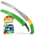 GRÜNTEK ORCA Gartensäge 300mm - Gebogene Astsäge mit 65Mn-Kohlenstoffstahl, 7 Zähnen/Zoll, Ergonomischem 2-Komponenten-Griff und ABS-Holster mit Gürtel-Schlaufe