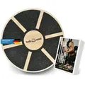 Body & Mind Balanceboard Balance-Board Deluxe – Holz-Balance-Board & Core-Stabilitäts-Board Pro, Gleichgewichtstrainer aus Holz schwarz
