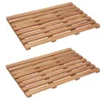 vidaXL Badematte 56 x 37 cm - 2x Badematten 2 Stk Massivholz Akazie 56x37 cm, Höhe 37 mm, Holz
