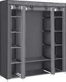 Songmics Kleiderschrank mit Ablagen und Stange Grau