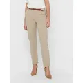 Chinohose ONLY "ONLBIANA – Chinohose mit Gürtel und Umschlagsaum", Damen, Gr. 36 (S), N-Gr, braun (humus), Web, Obermaterial: 98% Baumwolle, 2% Elasthan, unifarben, slim fit knöchellang, Hosen Chinohose, slim fit, modisch, Web, Baumwollmischung