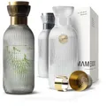 Wasserkaraffe 1 l, Glaskaraffe mit Ausgießer & Sieb, mundgeblasene Karaffe Gl...
