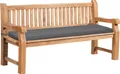CLP Gartenbank Teakholz Jackson mit Sitzkissen dunkelgrau Größe 166x48x8 cm