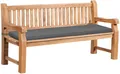 CLP Gartenbank wetterfest Jackson mit Sitzkissen Teakholz Bank mit Rückenlehne 2 bis 3 Sitzer robust und pflegeleicht Holzbank für Terrasse, Farbe:dunkelgrau, Größe:166x48x8 cm