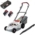IKRA Rasenmäher Mulchmäher ICM 2/2037 inkl. 2 Akkus 20V 2,0Ah & Doppel-Schnelllader & Ersatzmesser, Schnittbreite 37 cm