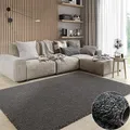 MY-RUG Shaggy Star kuscheliger Langflor Teppich, Rutschhemmende Unterseite, extra Langer Hochflor 37 mm, Pflegeleicht, Super Soft, Felloptik, dunkelgrau, grau, anthrazit, eckig 150 x 100 cm
