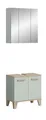 xonox.home – 2 TLG. Badkombination Star 60x190x34 cm Hellgrün und Eiche hell Nachbildung – Ideal für Gäste-WC oder kleine Bäder – Kompakte Lösung im modernen Skandi-Look – Praktisch und Dekorativ