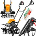 MASKO® elektrische Motorhacke 1500 Watt | 40cm Arbeitsbreite 20cm Arbeitstiefe | Bodenhacke | Ackerfräse Kultivator Gartenfräse | Elektro Hacke | klappbarer Handgriff | Metallgehäuse | Transporträder
