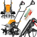 MASKO® Motorhacke elektrisch | Gartenfräse 1500 Watt 45cm Breite 20cm Tiefe | Bodenhacke Ackerfräse Kultivator | Elektro Hacke | klappbarer Handgriff Metallgehäuse | Transporträder & Zubehör | orange
