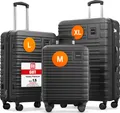 TRAVELY Premium Koffer Set: 77cm, 67cm & 55cm Handgepäck Koffer in einem Set, sehr robuste Reisekoffer mit sanften Rollen & TSA Schloss, Reisekoffer, Koffer & Trolleys