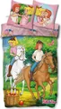 SkyBrands Bibi und Tina Bettwäsche 135x200 cm für Mädchen – 2-teiliges Set aus 100% Baumwolle inkl. Kissenbezug 80x80 cm – Pferdebettwäsche mit gratis Stoffbeutel – Wendemotiv