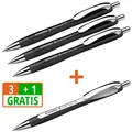 3 + 1 GRATIS: Schneider Kugelschreiber Slider Rave XB schwarz, Schreibfarbe:...