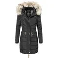 Navahoo Steppmantel Paula stylischer Winter Parka m. edlem Fellimitat schwarz XS (34)
