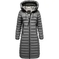 REPUBLIX Winterjacke ELORA Damen Gefütterte Winter Jacke Mantel Parka mit großer Kapuze grau M