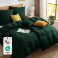 Bettwäsche 135x200 Baumwolle 4teilig  Bettbezüge 135x200cm 2er Set Dunkel Grü...