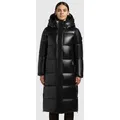 khujo Steppmantel RACHEL2 SHINY langer Schnitt bis Mitte Wade, mit Kapuze und Kordelzug schwarz XL (42)