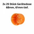 2x 25 VPE Schalterdosen Hohlwanddosen  61mm Tief  Ø68mm  Hohlwand Schalterdose