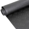 ANRO Gummimatte Riffelmatte Meterware 3mm Riffelblech Gummiläufer Riffelblechmatte als Werkstattboden, Bodenbelag, Werkbank Auflage, Gummi Matte für Anhänger, Garage Schwarz 60 x 100cm