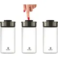 BURI Vorratsglas Vakuumglas 3er Set 1950ml | Vorratsdosen Glas mit Edelstahl Deckel & Vakuum Klick-Mechanismus | Luftdicht mottensicher auslaufsich...