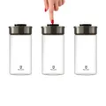 BURI Vorratsglas Vakuumglas 3er Set 1950ml | Vorratsdosen Glas mit Edelstahl Deckel & Vakuum Klick-Mechanismus | Luftdicht mottensicher stapelbar spülmaschinenfest auslaufsicher