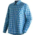 Funktionshemd MAIER SPORTS "Claas", Herren, Gr. 52, Normalgrößen, blau, 85% Polyester, 15% Viscose, Langarm, Hemden, Herren Hemd, langarm Karohemd für Outdoor und Freizeit