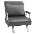 HOMCOM 3 in 1 Schlafsessel Klappbar Schlafsofa mit Bettfunktion Verstellbarer Rückenlehne Kissen Gästebett in Wildlederoptik, Relaxsessel Klappsessel für Wohnzimmer Schlafzimmer 65 x 69 x 80 cm Grau