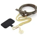 CG MOBILE Guess Abnehmbarer Crossbody-Gurt PU 4G & Kette mit Anhänger (Gold & Braun)