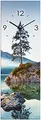 ARTLAND Wanddeko Wanduhr ohne Tickgeräusche Glas Funkuhr 20x60 cm Rechteckig Lautlos Landschaftsbilder Natur See Herbst Alpen U1TM