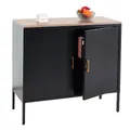 Mendler Kommode HWC-L84, Sideboard Schrank Anrichte, 2 Türen Metall 90x90x40cm, Melamin beschichtet - schwarz