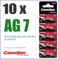 ✅ 10x Knopfzellen Batterien AG 7, 395+399+350, LR57, LR927, SR927W, AG7 Camelion