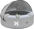 HOME DELUXE - Outdoor Whirlpool - SPLASH + Kissen, Getränkehalter und Sonnendach - Farbe: Beton-  208 cm, 130 Luftdüsen - inkl. Abdeckung, Reparaturset, Filterset I Außen Spa für 6 Personen