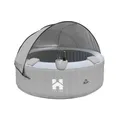 Home Deluxe - Outdoor Whirlpool - Splash + Kissen, Getränkehalter und Sonnendach - Farbe: Beton- ⌀ 208 cm, 130 Luftdüsen - inkl. Abdeckung, Reparaturset, Filterset I Außen Spa für 6 Personen