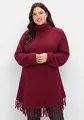 sheego Große Größen: Gerippter Poncho-Pullover mit Fransensaum, beere, Gr.40/42-56/58 15048000258