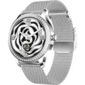 Smartwatch Damen mit Telefonfunktion 1.28" Touchscreen, Fitnessuhr mit Blutdruckmessung Herzfrequenz Sportuhr IP68 Wasserdicht für Android - Silber