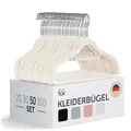 Blumtal Kleiderbügel 50 Stück - Kleiderbügel Samt 360° drehbar und belastbar - Kleiderbügel platzsparend und rutschfest - Kleiderbügel Weiß mit Samtbezug - Samtbügel/Velvet Hangers - Hemdenbügel Weiß