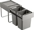 SVITA EM2x20 Einbaumülleimer 40L (2x20L) 2 Fächer mit Deckel Mülltrennsystem Küche Unterschrank Abfalleimer ausziehbar Grau