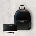 Michael Kors Tasche Rucksack Portmonee Jet Set Jaycee ZIP Schwarz Gold Leder NEU