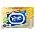Tempo sanft & pflegend feuchte Toilettentücher 836198 , 1 Doppel-Packung = 2 x 42 Tücher, mit Verschluss