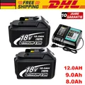 2X 8.0Ah &12Ah 18V Akku Für Makita BL1850 BL1830 BL1860B Led Anzeige/Ladegerät