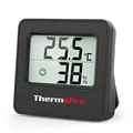 ThermoPro TP157 Mini Hygrometer Thermometer Innen 0.5℃ Präzise Raumthermometer Luftfeuchtigkeitsmesser mit Smiley-Indikator Ideal für Wohnzimmer, Büro, Garage oder Gewächshaus, Schwarz