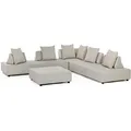 Gartensofa Piper Aluminium mit Kissen, modernes Outdoor-Design, sandfarben, UV-beständig, für 6–7 Personen
