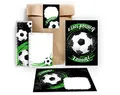 12 Einladungskarten zum Kindergeburtstag Geburtstag Jungen Fussball Fußball incl. 12 Umschläge, 12 Tüten/natur, 12 Aufkleber, 12 Lesezeichen, 12 Blöcke